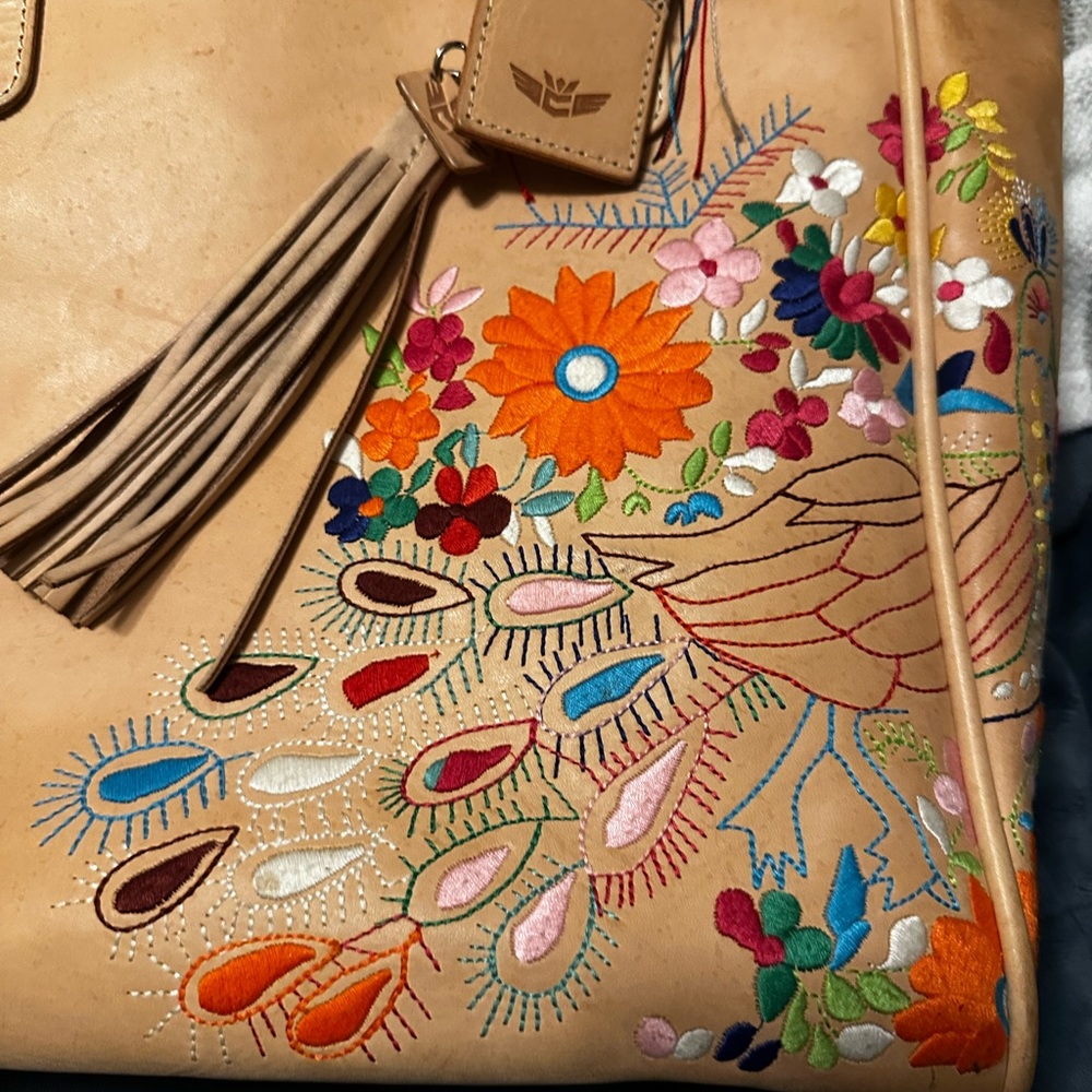 Consuela Tan and Orange Tote Bag